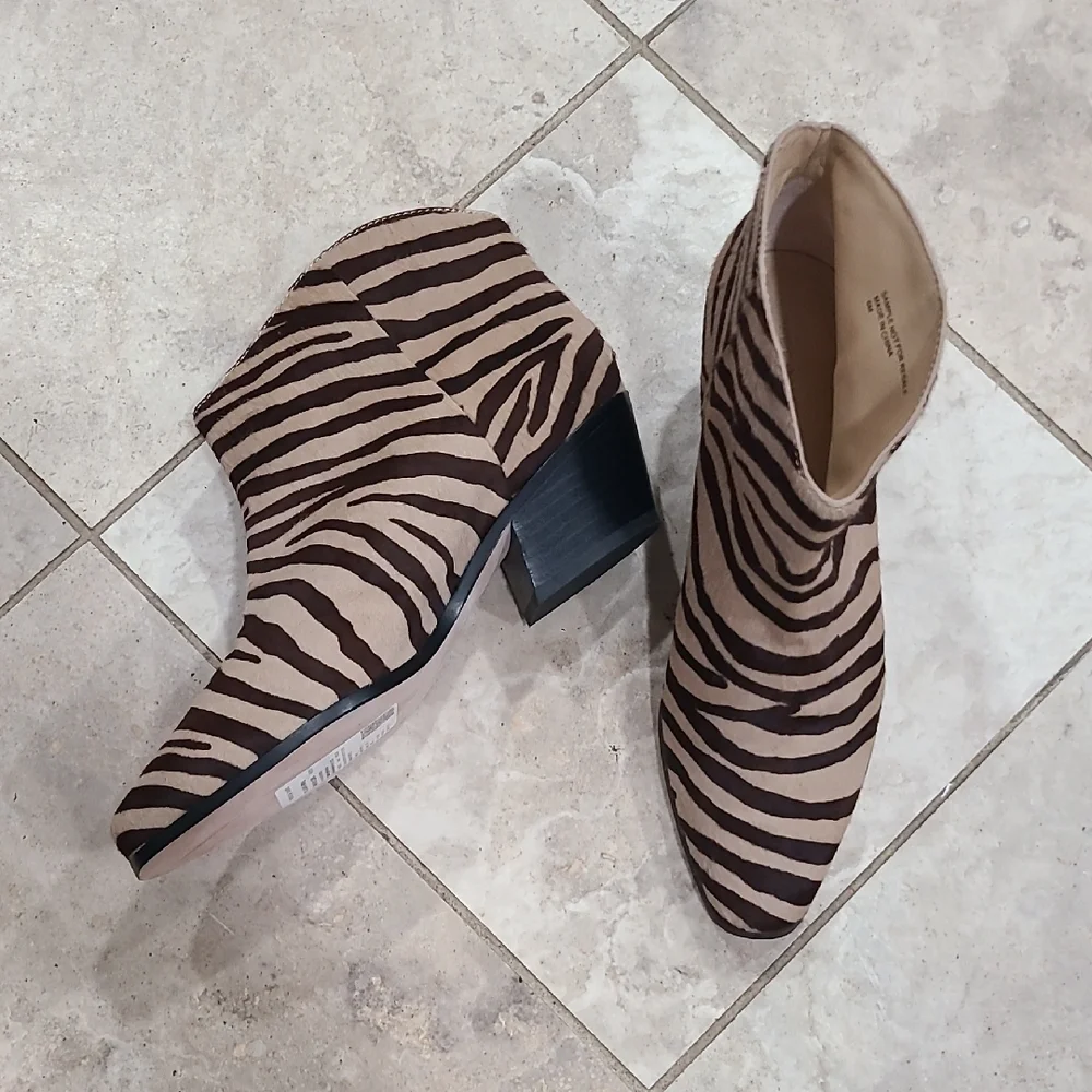 Veronica Beard Brown Zebra Ankle Boots